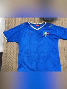 Puma Italy Blue Soccer Jersey with Gold Trim